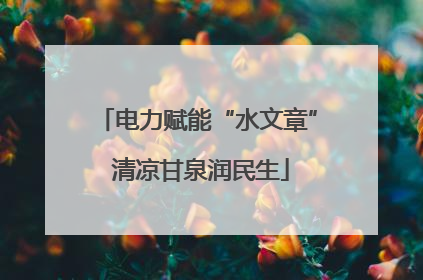 电力赋能“水文章” 清凉甘泉润民生