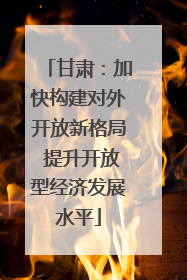甘肃：加快构建对外开放新格局 提升开放型经济发展水平