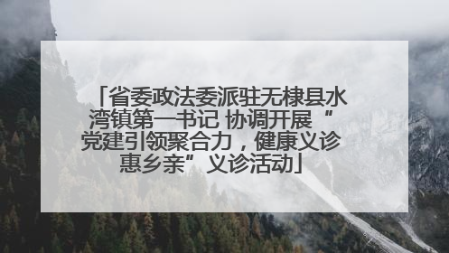 省委政法委派驻无棣县水湾镇第一书记 协调开展“党建引领聚合力，健康义诊惠乡亲”义诊活动
