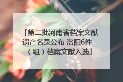 第二批河南省档案文献遗产名录公布 洛阳6件（组）档案文献入选