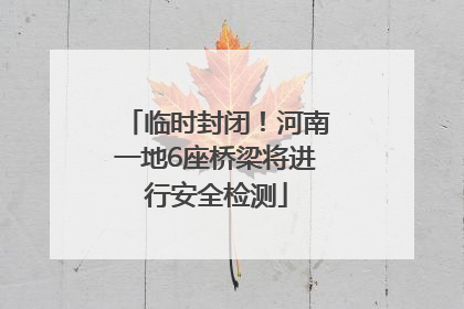 临时封闭！河南一地6座桥梁将进行安全检测