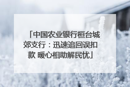 中国农业银行桓台城郊支行：迅速追回误扣款 暖心相助解民忧