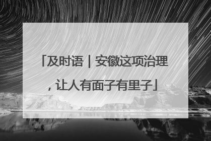 及时语｜安徽这项治理，让人有面子有里子