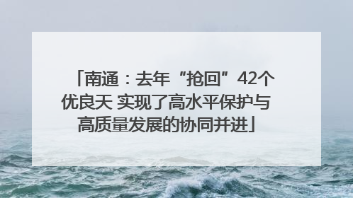 南通：去年“抢回”42个优良天 实现了高水平保护与高质量发展的协同并进