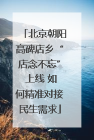 北京朝阳高碑店乡“店念不忘” 上线 如何精准对接民生需求