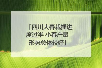 四川大春栽播进度过半 小春产量形势总体较好