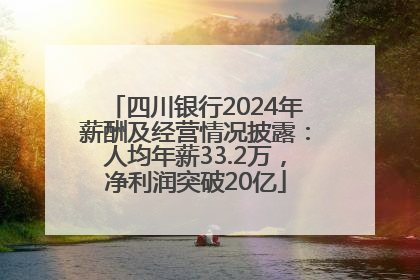 四川银行2024年薪酬及经营情况披露：人均年薪33.2万，净利润突破20亿