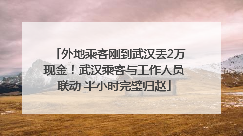 外地乘客刚到武汉丢2万现金！武汉乘客与工作人员联动 半小时完璧归赵