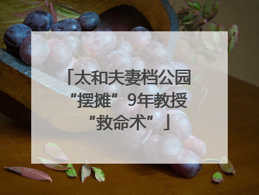 太和夫妻档公园“摆摊”9年教授“救命术”