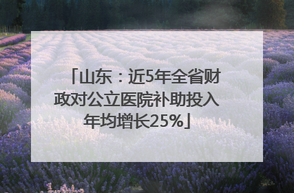 山东：近5年全省财政对公立医院补助投入年均增长25%