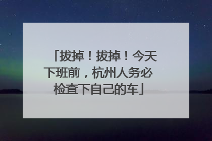 拔掉！拔掉！今天下班前，杭州人务必检查下自己的车