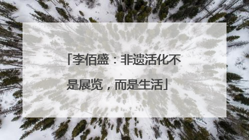 李佰盛：非遗活化不是展览，而是生活