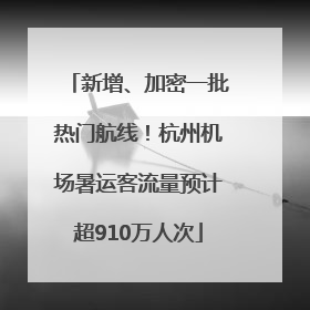 新增、加密一批热门航线！杭州机场暑运客流量预计超910万人次