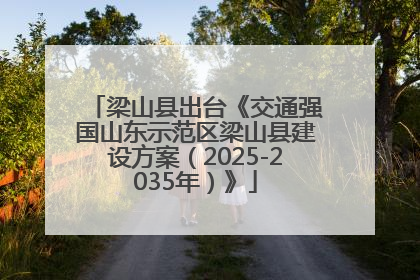 梁山县出台《交通强国山东示范区梁山县建设方案（2025-2035年）》