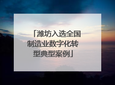 潍坊入选全国制造业数字化转型典型案例