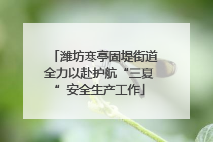 潍坊寒亭固堤街道全力以赴护航“三夏”安全生产工作