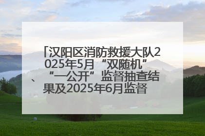 汉阳区消防救援大队2025年5月“双随机”、“一公开”监督抽查结果及2025年6月监督抽查任务公示