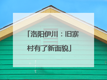 洛阳伊川：旧寨村有了新面貌