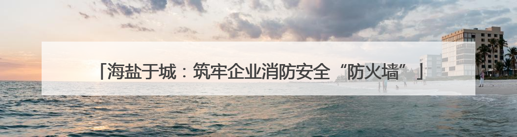 海盐于城：筑牢企业消防安全“防火墙”