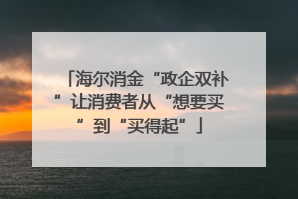 海尔消金“政企双补”让消费者从“想要买”到“买得起”