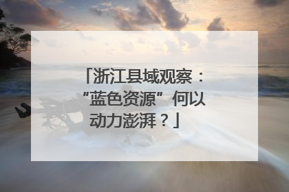 浙江县域观察：“蓝色资源”何以动力澎湃？
