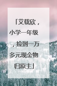 艾载欣，小学一年级，捡到一万多元现金物归原主
