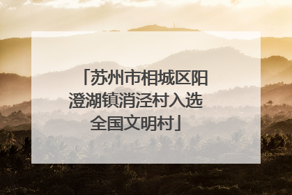 苏州市相城区阳澄湖镇消泾村入选全国文明村