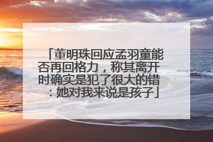 董明珠回应孟羽童能否再回格力，称其离开时确实是犯了很大的错：她对我来说是孩子