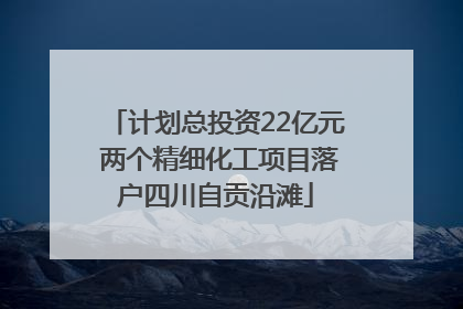计划总投资22亿元 两个精细化工项目落户四川自贡沿滩