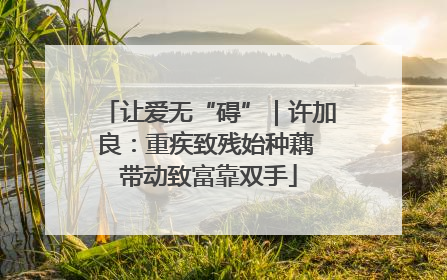 让爱无“碍”｜许加良：重疾致残始种藕 带动致富靠双手
