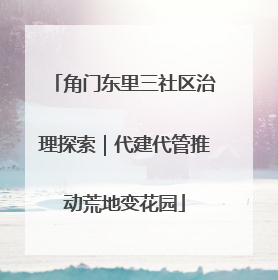 角门东里三社区治理探索｜代建代管推动荒地变花园