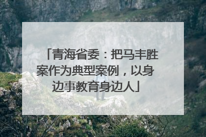青海省委：把马丰胜案作为典型案例，以身边事教育身边人