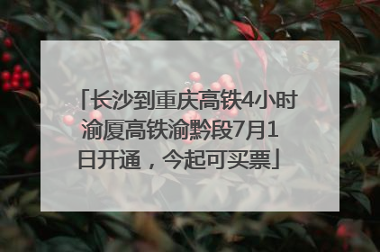 长沙到重庆高铁4小时 渝厦高铁渝黔段7月1日开通，今起可买票