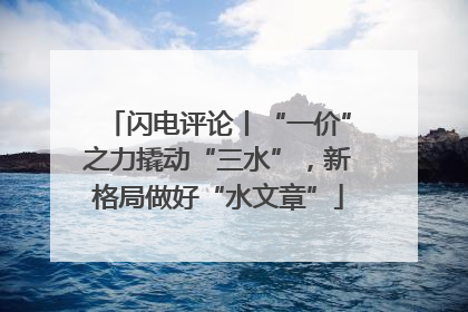 闪电评论丨“一价”之力撬动“三水”，新格局做好“水文章”