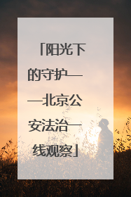 阳光下的守护——北京公安法治一线观察