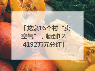 龙泉16个村“卖空气”，领到12.4192万元分红