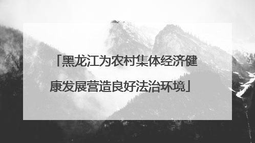 黑龙江为农村集体经济健康发展营造良好法治环境