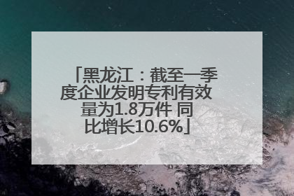 黑龙江：截至一季度企业发明专利有效量为1.8万件 同比增长10.6%